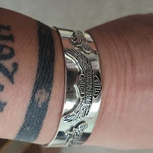 Sterling Silver Harley Davidson Cuff Bracelet
